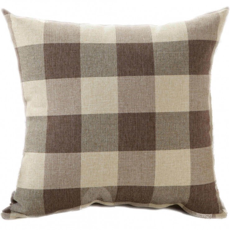 Buffalo Check Gingham Plaid Light Brown And Cream Reversible