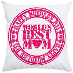 World's Best Mom - Pink Distressed Stamp Decorative Throw Pillow