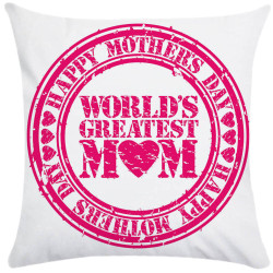 World's Greatest Mom - Pink Distressed Stamp Decorative Throw Pillow