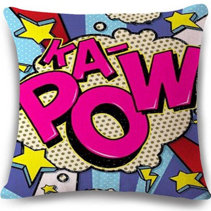 Pop Art Comic Pink Ka Pow Decorative Throw Pillow Pillow Frenzy
