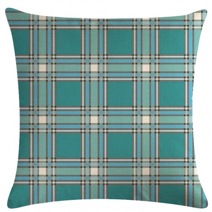 Blue Green Aqua Tartan Plaid Decorative Throw Pillow Pillow Frenzy