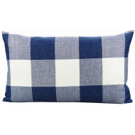 Buffalo Check Gingham Plaid - Blue and Cream - Double Sided - Reversible - Lumbar Pillow