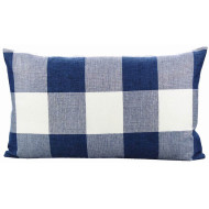 Buffalo Check Gingham Plaid - Blue and Cream - Double Sided - Reversible - Lumbar Pillow Cover