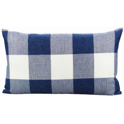 Buffalo Check Gingham Plaid - Blue and Cream - Double Sided - Reversible - Lumbar Pillow Cover