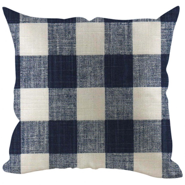 blue buffalo check pillow