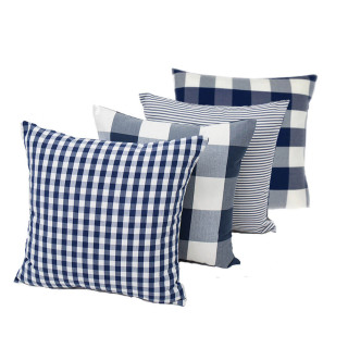 blue plaid throw pillows