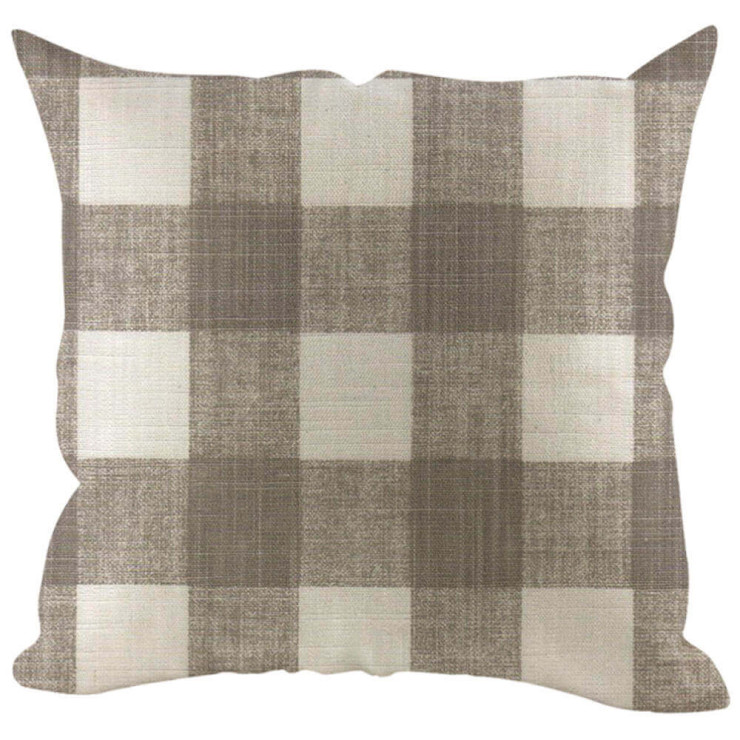 grey plaid pillow