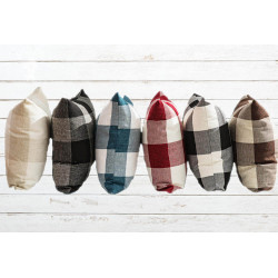 Buffalo Check Gingham Plaid - Blue and Cream - Reversible - Decorative Throw Pillow Cover