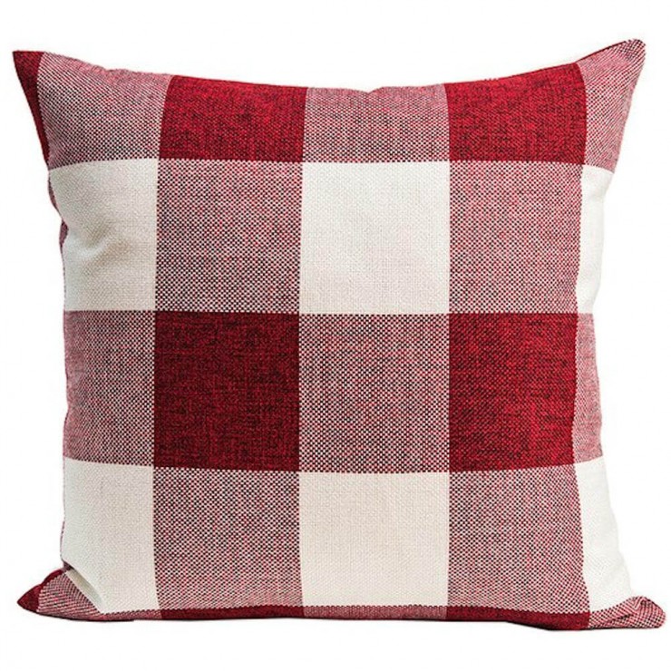Buffalo Check Gingham Plaid Red And Ivory Double Sided Reversible Decorative Throw Pillow Pillow Frenzy