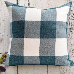 Buffalo Check Gingham Plaid - Teal Blue and White - Double Sided - Reversible - Decorative Throw Pillow