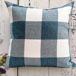 Buffalo Check Gingham Plaid - Teal Blue and White - Double Sided - Reversible - Decorative Throw Pillow Cover