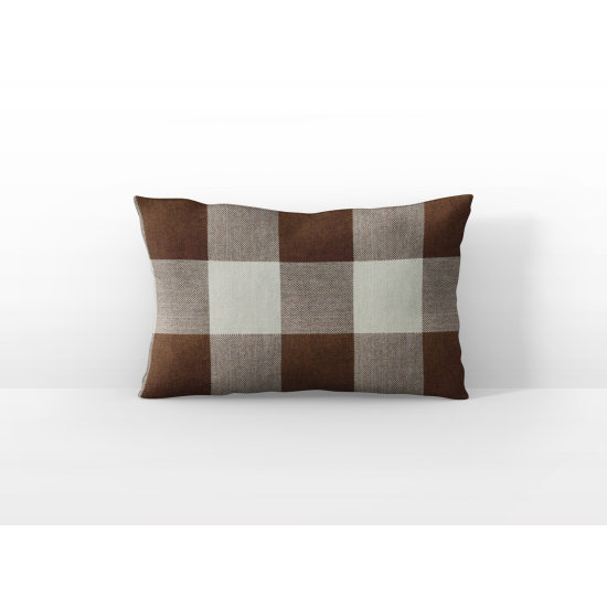 Buffalo Check  Plaid - Chocolate Brown and Ivory - Lumbar - Double-Sided - Decorative Throw Pillow