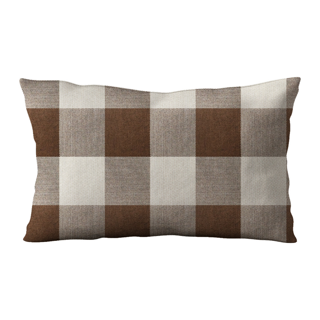 Buffalo Check Plaid Chocolate Brown and Ivory Lumbar DoubleSided Decorative Throw Pillow