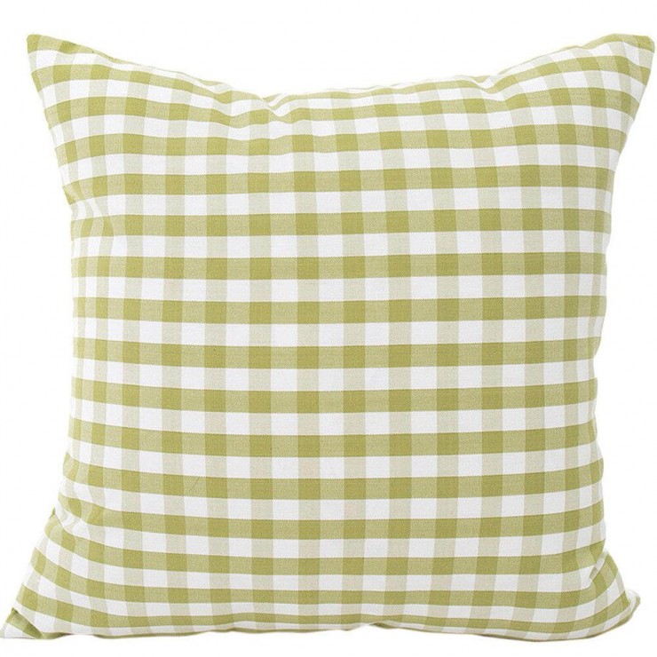 Gingham Plaid Small Check Pear Green And White Double Sided