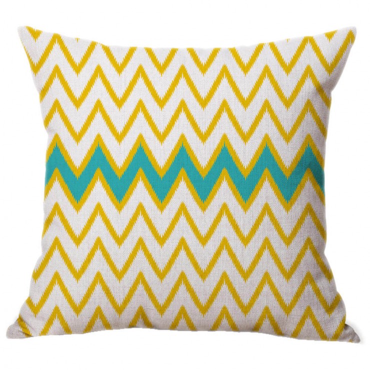 Yellow And White Chevron Zig Zag Pattern Decorative Throw