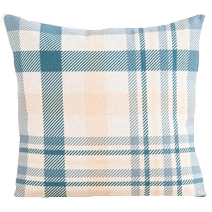 Blue And Cream Madras Plaid Print Decorative Throw Pillow Pillow