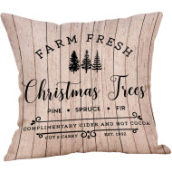 Farm Fresh Christmas Trees - Shiplap Wood Plank Accents - Decorative Throw Pillow