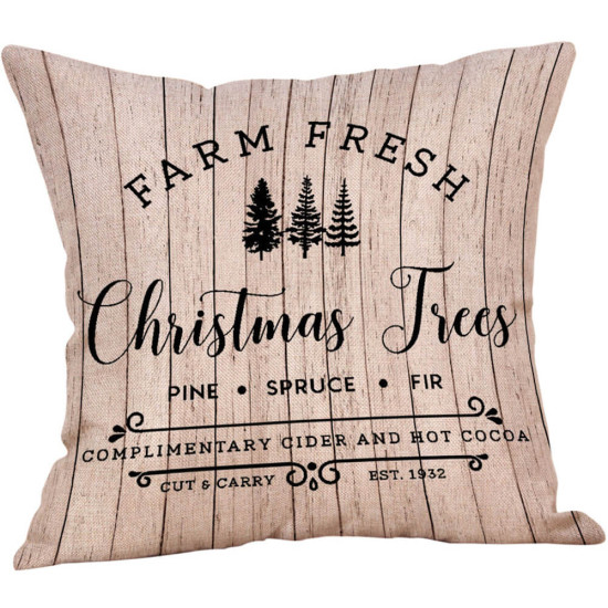 Farm Fresh Christmas Trees - Shiplap Wood Plank Accents - Decorative Throw Pillow