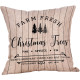 Farm Fresh Christmas Trees - Shiplap Wood Plank Accents - Decorative Throw Pillow