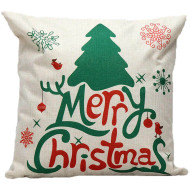 Country Farmhouse - Merry Christmas Tree - Typography - Decorative Throw Pillow