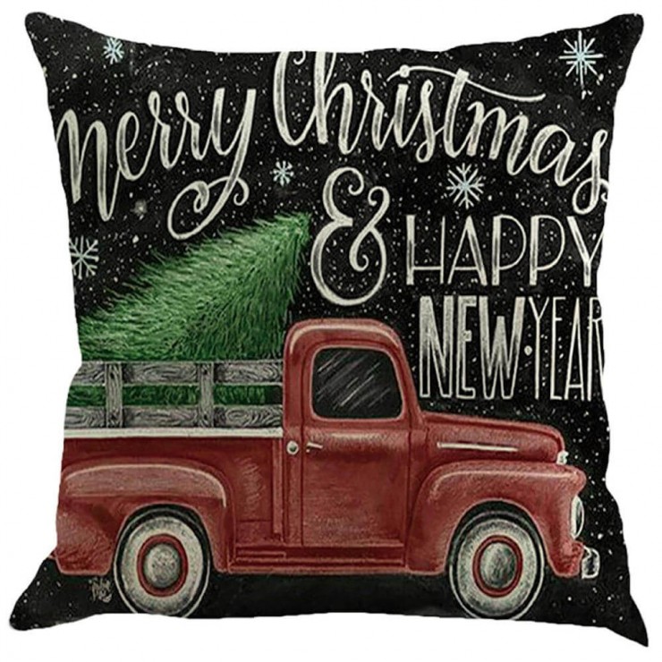 Christmas New Years Red Vintage Truck Chalkboard Decorative