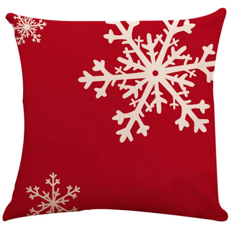 Large Snowflakes Red Decorative Throw Pillow Pillow Frenzy