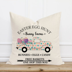 Easter  Farmhouse - Pastel Polka Dotted Truck - Decorative Throw Pillow