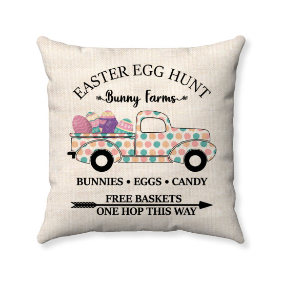 Easter  Farmhouse - Pastel Polka Dotted Truck - Decorative Throw Pillow