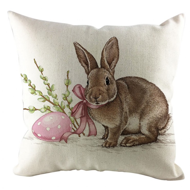 Little Brown Bunny Easter Inspired Decorative Throw Pillow