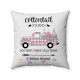 Cottontail Farms - Egg Hunt - Pink Plaid Vintage Truck - Decorative Throw Pillow - White