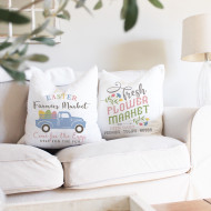 Easter Pillow Set - Farmhouse Spring - Carrot Patch - White Polyester Linen - Decorative Throw Pillow Cover Set