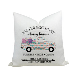 Easter Egg Hunt - Bunny Farms - Vintage Truck - Decorative Throw Pillow
