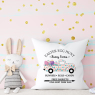 Easter Egg Hunt - Bunny Farms - Vintage Truck - Decorative Throw Pillow