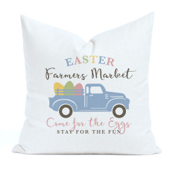 Easter Pillow Set - Farmhouse Spring - Carrot Patch - White Polyester Linen - Decorative Throw Pillow Cover Set