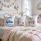 Cottontail Farms - Egg Hunt - Pink Plaid Vintage Truck - Decorative Throw Pillow - White