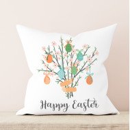 Happy Easter - Easter Egg Tree - Whimsical - Decorative Throw Pillow