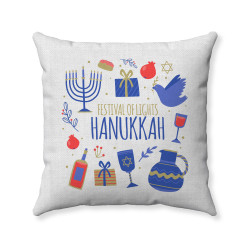 Hanukkah Pillow - Festival of Lights Hanukkah - Decorative Throw Pillow
