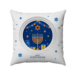 Hanukkah Pillow - Menorah - Happy Hanukkah - Decorative Throw Pillow