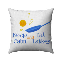 Hanukkah Pillow - Keep Calm and Eat Latkes - Decorative Throw Pillow