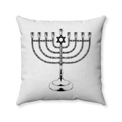Hanukkah Pillow - Menorah - Monochrome - Decorative Throw Pillow