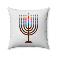 Hanukkah Pillow - Menorah - Colorful Candles - Decorative Throw Pillow