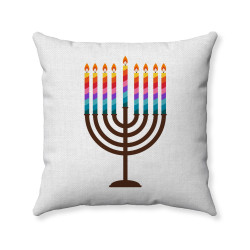 Hanukkah Pillow - Menorah - Colorful Candles - Decorative Throw Pillow