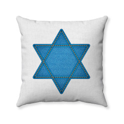 Hanukkah Pillow - Blue Denim Star of David - Decorative Throw Pillow