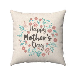 Happy Mother's Day Floral Wreath  Decorative Throw Pillow