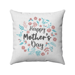 Happy Mother's Day  Wreath  Decorative Throw Pillow - White