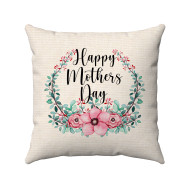 Happy Mother's Day Floral Wreath  Decorative Throw Pillow