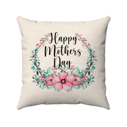 Happy Mother's Day Floral Wreath  Decorative Throw Pillow