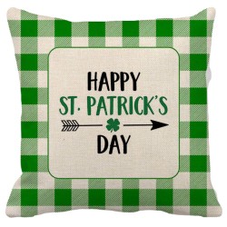 Happy St Patricks Day Green Buffalo Check Plaid Border Decorative Throw Pillow Pillow Frenzy