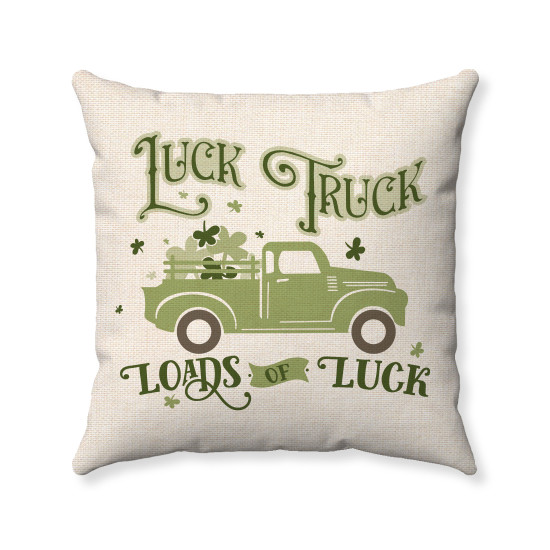 Loads of Love - Luck Truck - St. Patrick’s Day - Decorative Throw Pillow