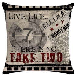 Retro Cinema - Live Life - There is No Take Two  - Decorative Throw Pillow